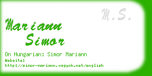 mariann simor business card